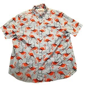 Old Navy Flamingo Button Up Shirt Mens XXL Slim Fit Beach Tropical Summer Casual